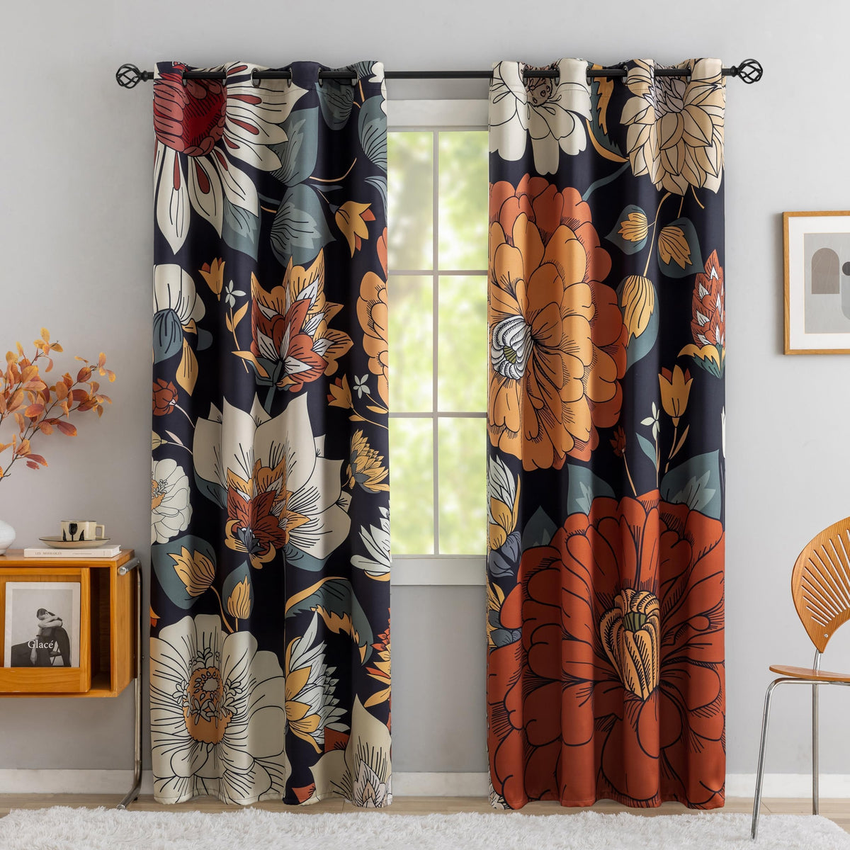 Tyrot botanical floral blackout curtains brighten bedrooms while blocking light for peaceful nights.