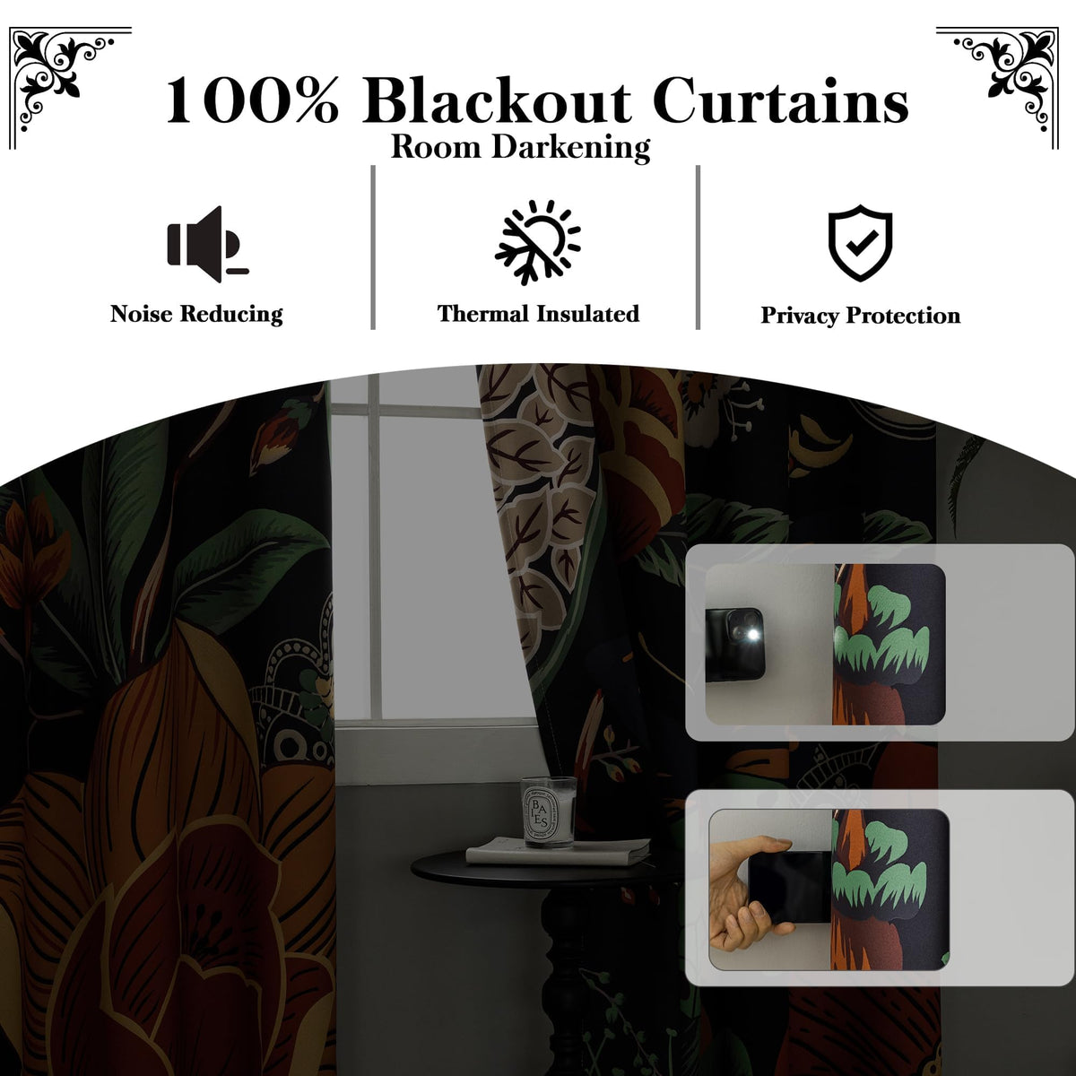 Tyrot blackout curtains grommets edge close-up emphasizing easy hanging and durability.
