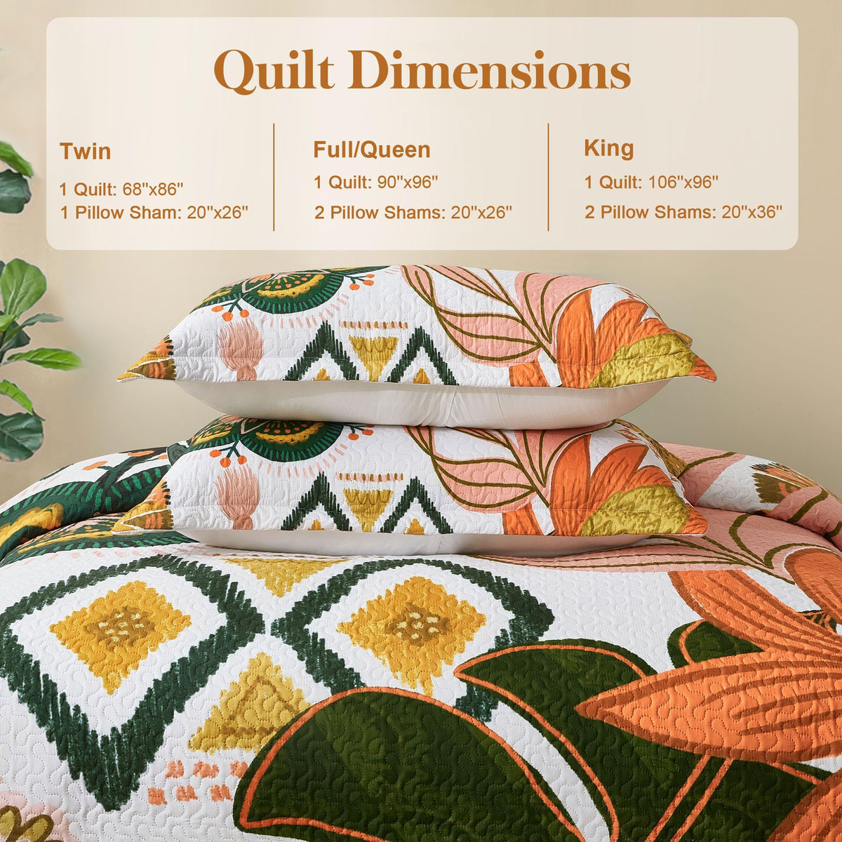 Tyrot easy-care quilt, maintains color and shape after cold cycle washes.