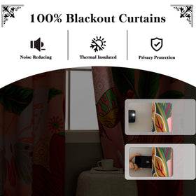 Tyrot Pink Boho Floral blackout curtains panel 3 adds color and style while blocking glare.