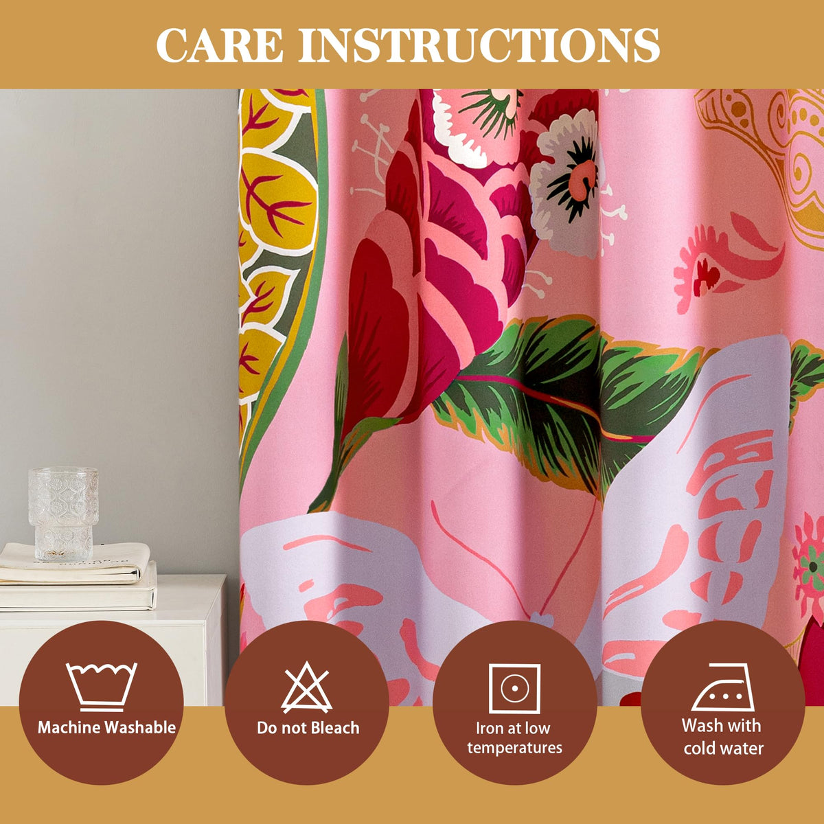 Tyrot Pink Boho Floral blackout curtains panel 7 offers versatile window decor and energy efficiency.