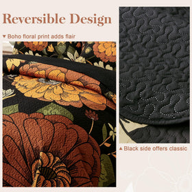 Tyrot reversible quilt displays black side for timeless elegance and easy styling