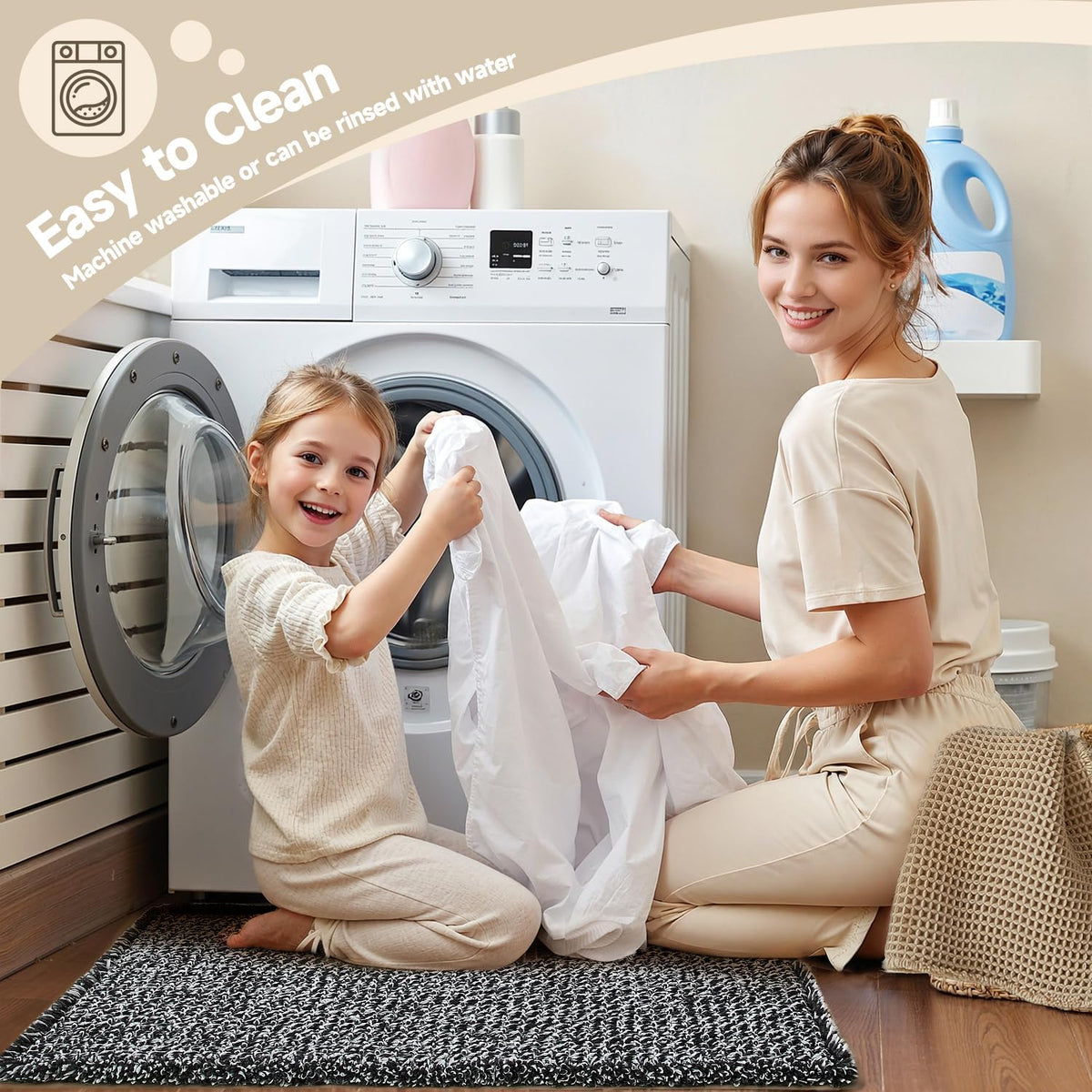 TYUU 30x20 inch mat fits standard bathroom spaces with style.