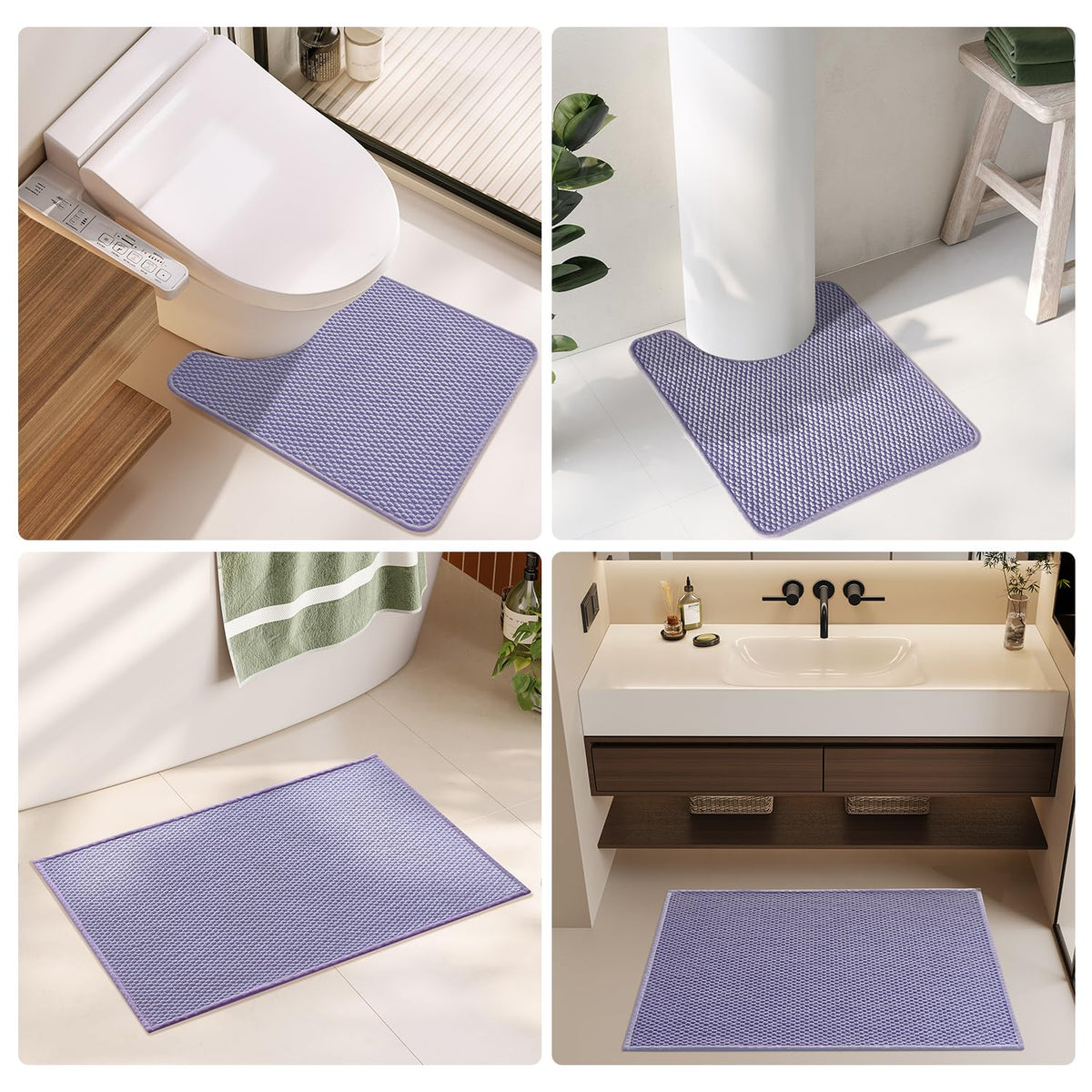 TYUU bathroom runner rug adds coordinated comfort from sink to tub.