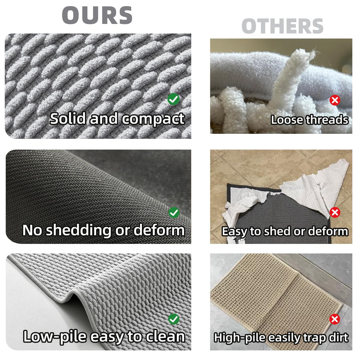 TYUU light-grey bathroom rug complements any decor and hides wear