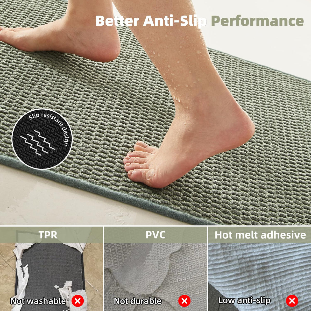 TYUU machine-washable bath mat for easy cleaning