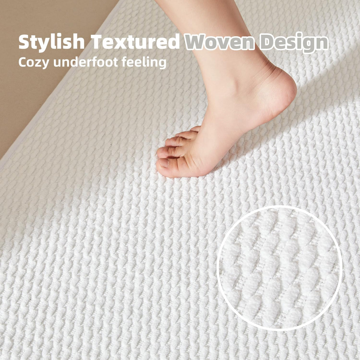 TYUU bath rug close-up shows absorbent fibers soaking up water quickly.
