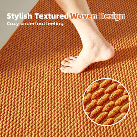 TYUU orange 16x24 rug closeup fiber reveals absorbent weave