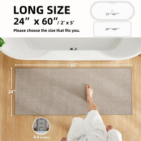 TYUU bathroom runner rug front-of-sink view with non-slip backing enhances safety.