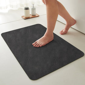 TYUU Black Bath Mat front view shows sleek, non-slip design for safety