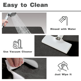 TYUU Black Bath Mat multi-use rug suitable near sinks and showers