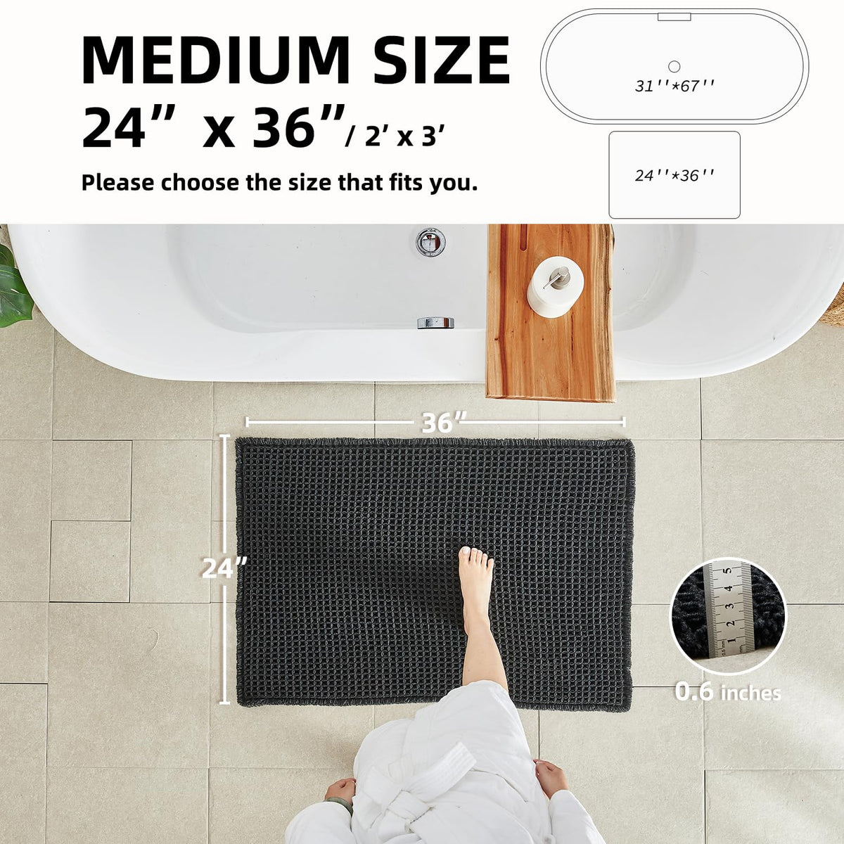TYUU rug featuring a transparent non-slip backing to keep it secure on smooth floors.