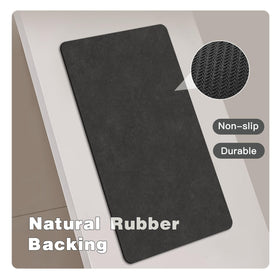 TYUU Black Bath Mat quick-dry surface dries in minutes to keep floors clean