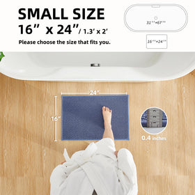 TYUU absorbent denim blue mat showing quick-dry fibers for a dry floor