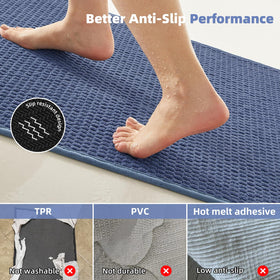 TYUU natural rubber backing grips smooth bathroom floors to prevent slips