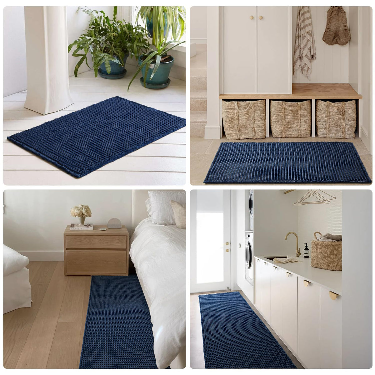 TYUU 24x16 navy bath mat fits standard spaces in bathroom or vanity