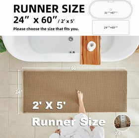 TYUU non-slip backing secures the rug on smooth floors after showers