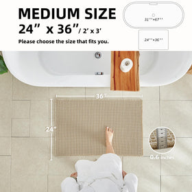 TYUU non-slip-back rug keeps feet secure on wet surfaces.