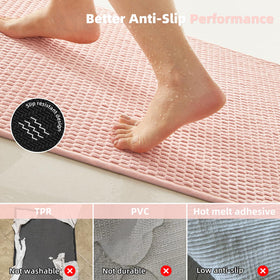 TYUU pink absorbent bath mat soaks moisture for a dry step