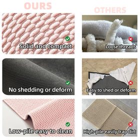 TYUU pink rug with rubber backing sticks to smooth floors