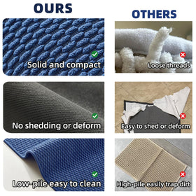 TYUU rubber backing rug reduces slips on smooth bathroom floors.