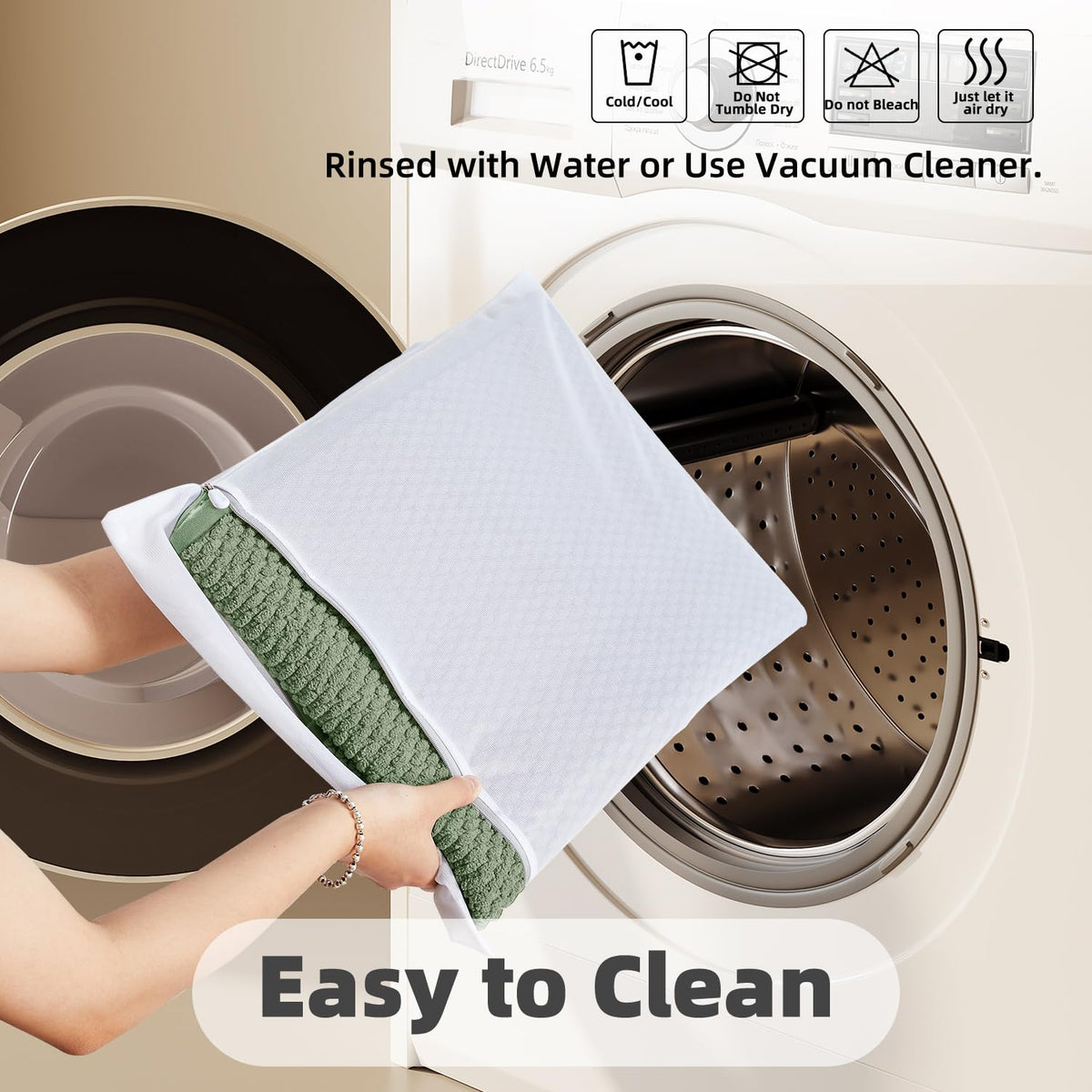 TYUU sage green rug fits front of sink for a coordinated look