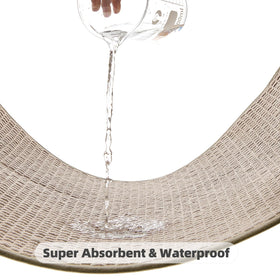 TYUU spa-like beige rug offers soft cushioning after showers.