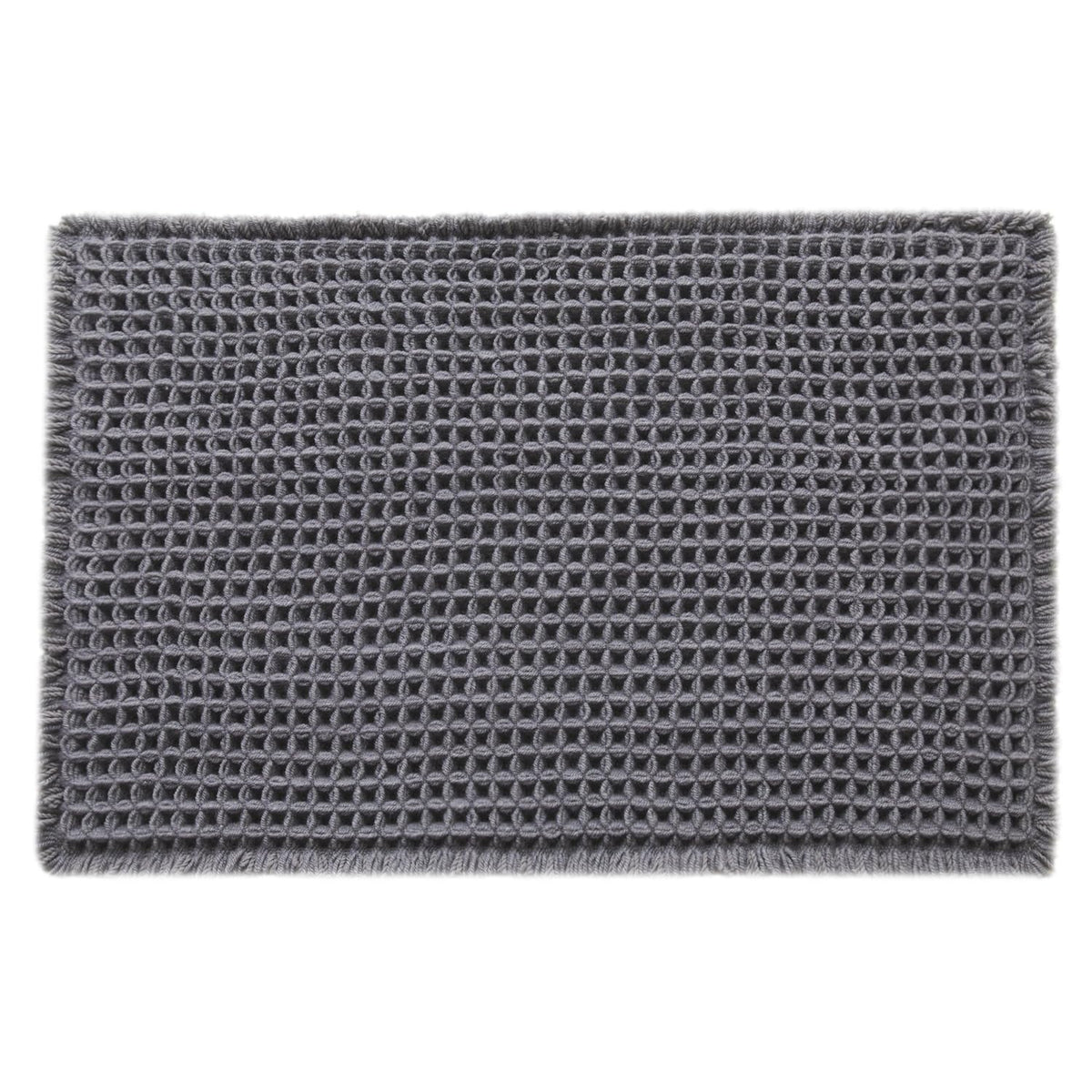 TYUU grey bath rug enhances farmhouse and boho bathroom aesthetics.