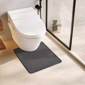 TYUU U-shape dark grey 20x24 toilet rug with absorbent, quick-dry performance.