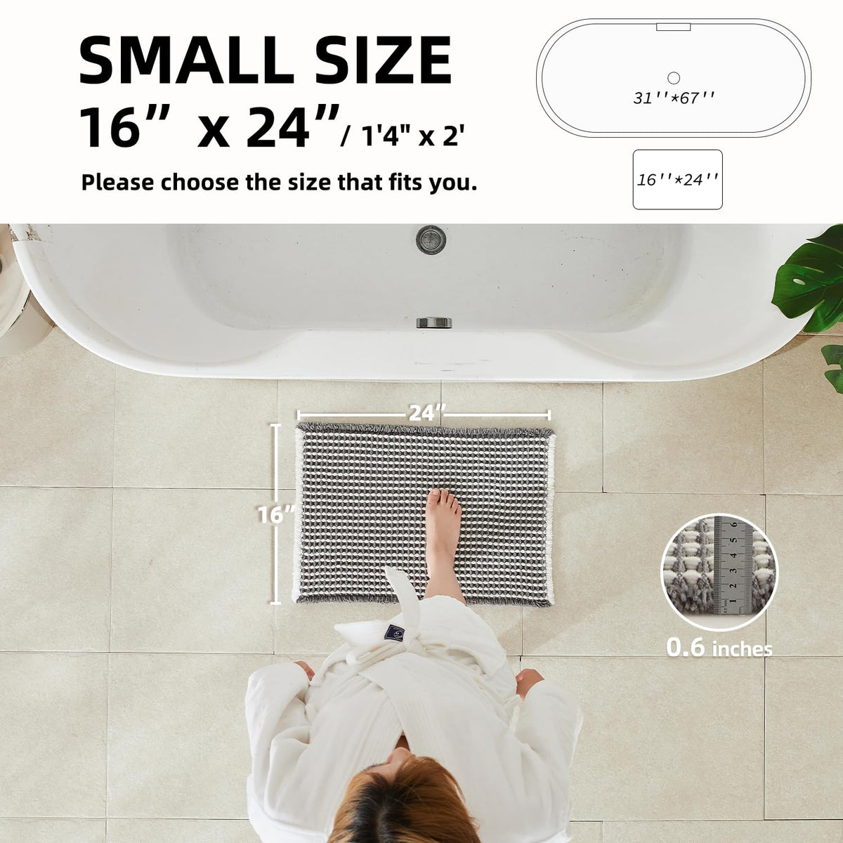 TYUU waffle bath mat texture close-up highlighting absorbent waffle weave