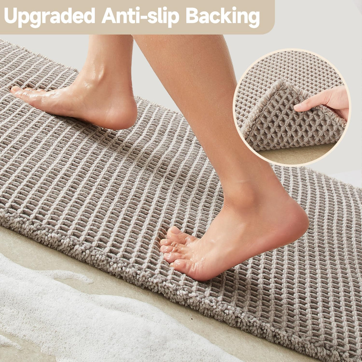 TYUU waffle bath mat 30x20 fits standard bathrooms near tubs.