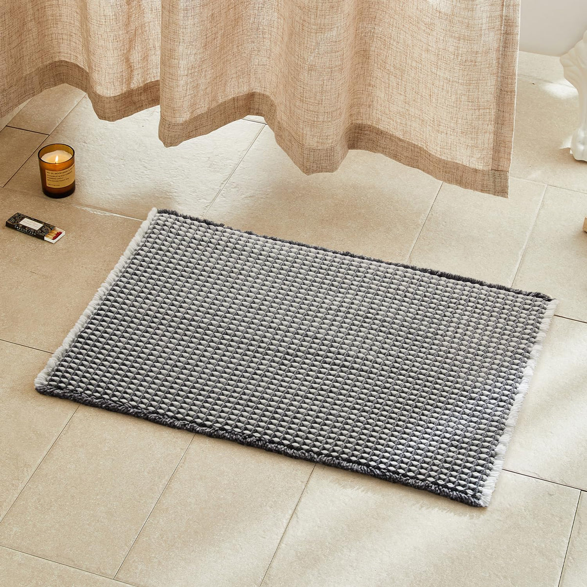 TYUU waffle bath mat with waffle texture adds spa-like comfort to the bathroom