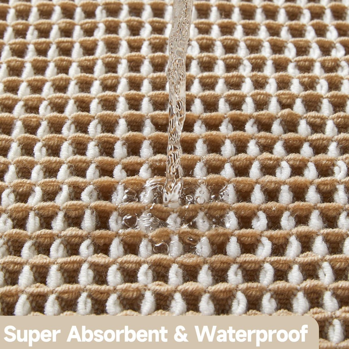 TYUU waffle bath mat khaki and white add farmhouse charm