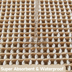 TYUU waffle bath mat khaki and white add farmhouse charm