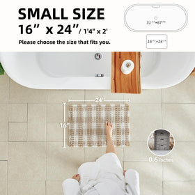 TYUU waffle bath mat non-slip backing keeps rug steady on smooth floors