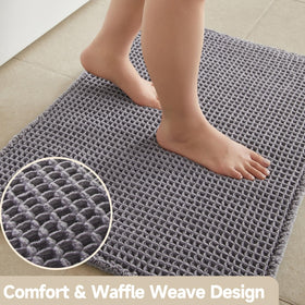 TYUU waffle bath mat with non-slip backing on smooth tile surface