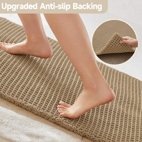 TYUU waffle bath mat on bathroom floor showing versatile placement near sink or tub