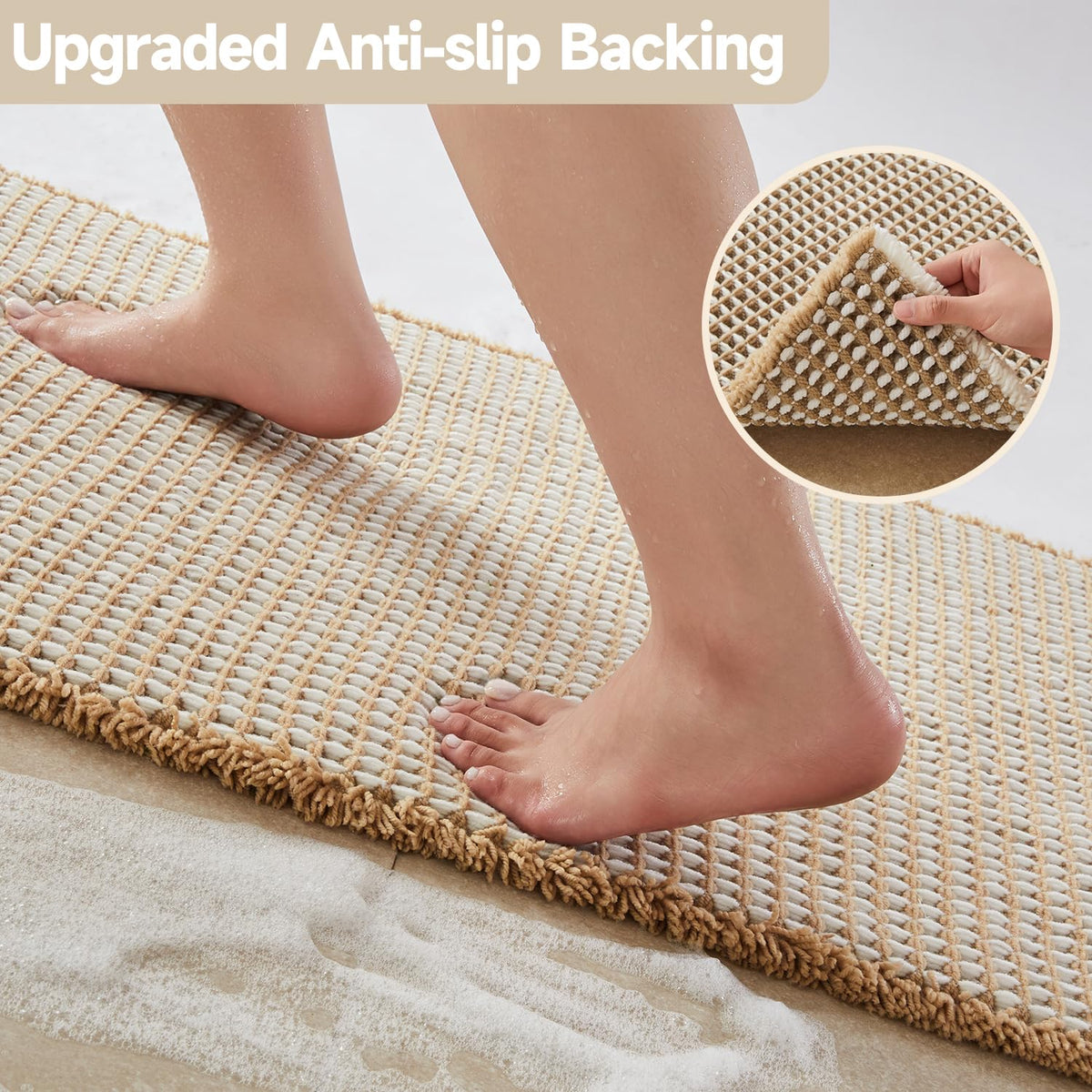 TYUU waffle bath mat quick-dry design after showers