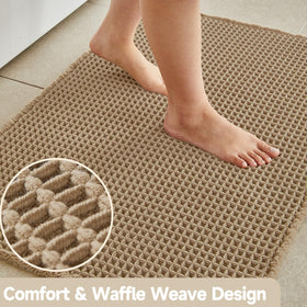 TYUU waffle texture closeup highlighting quick water absorption for a dry bathroom