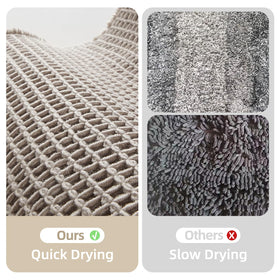TYUU waffle bath mat absorbs water to help keep floors dry.