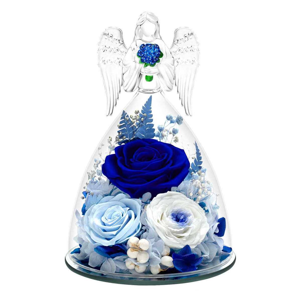 Tyvouflo Forever Blue Rose in dome with lasting color for years.