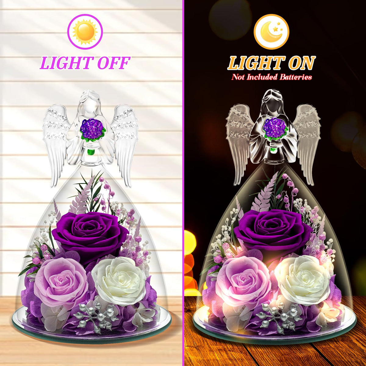 Tyvouflo forever flowers in a glass dome maintain lasting beauty without watering.