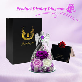 Tyvouflo handcrafted elegance roses in a gold-winged angel dome create romantic decor.