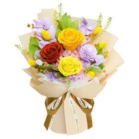Tyvouflo preserved bouquet yellow with real roses for lasting home decor.
