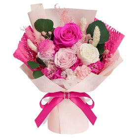 Tyvouflo preserved flowers bouquet in hot pink, a long-lasting centerpiece.