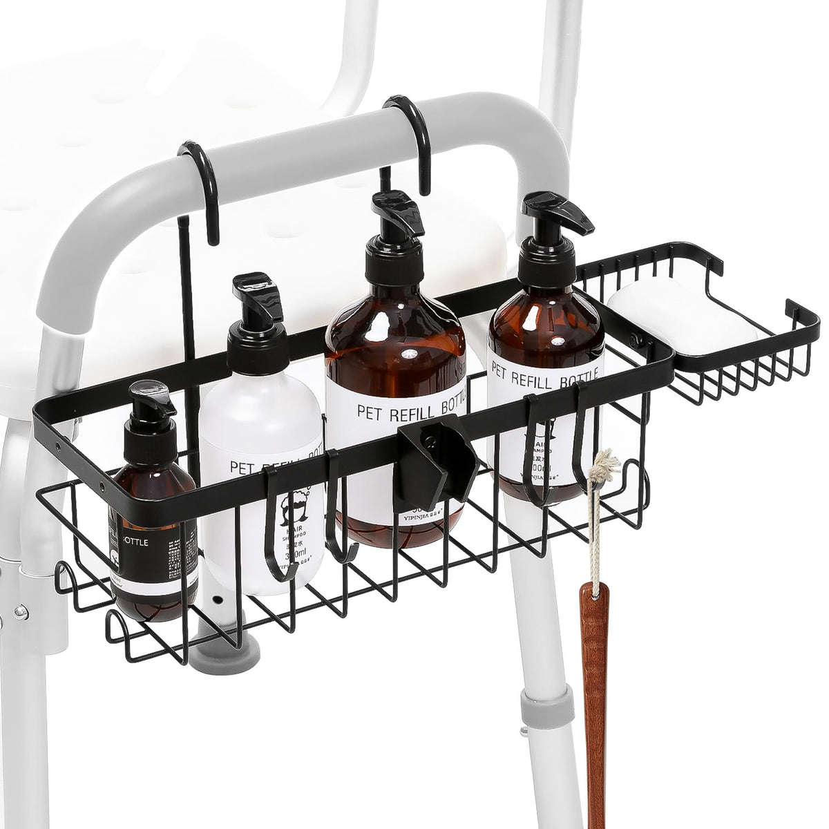TYYIHUA hanging shower caddy attaches to chair arms for easy access.