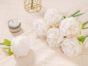 U'Artlines cream-white peony bouquet brightens tables and shelves for stylish decor.