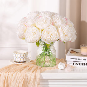 U'Artlines cream white peony bouquet provides a ready-made accent for meetings and receptions.