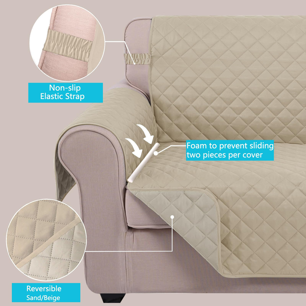 U-NICE HOME anti-slip-elastic-straps keeps the cover securely in place.