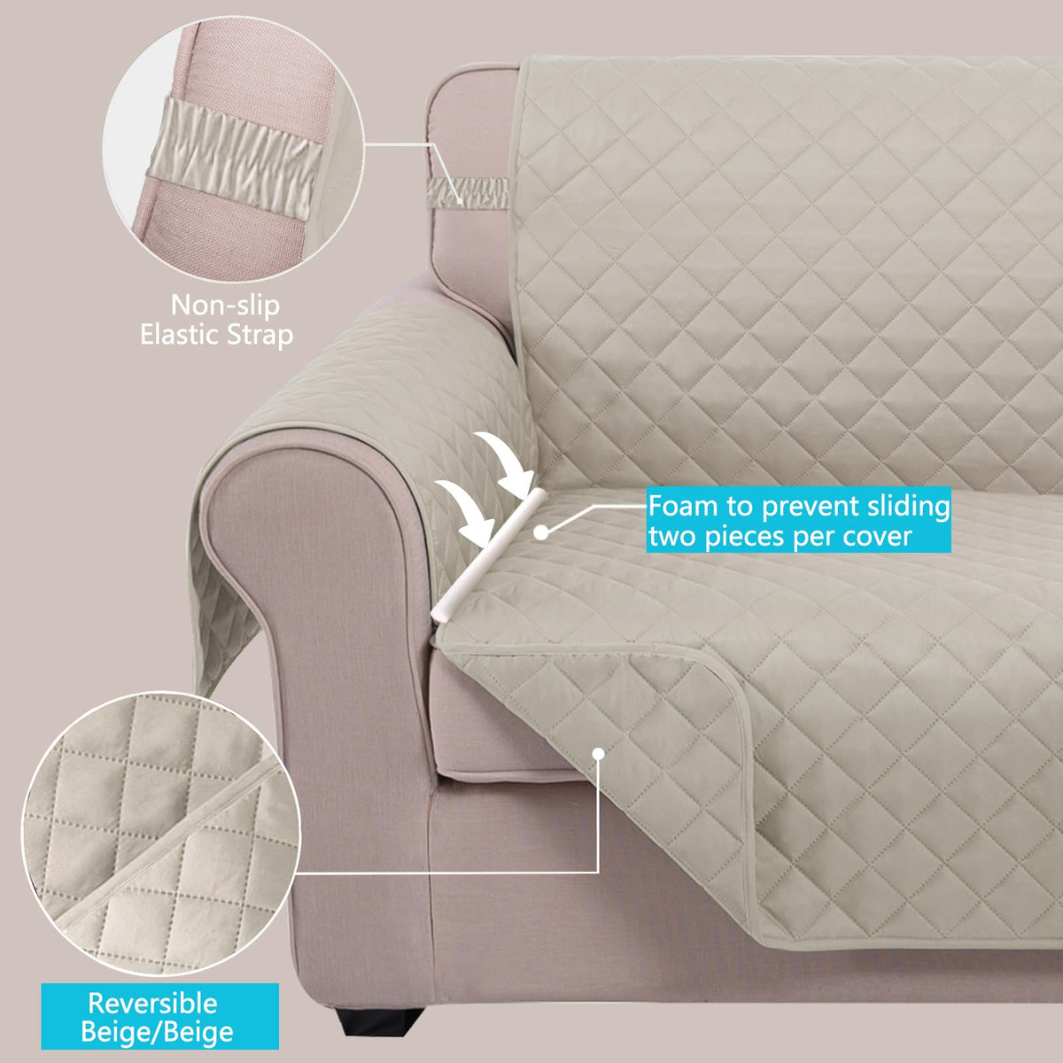 U-NICE HOME anti-slip straps keep the cover in place
